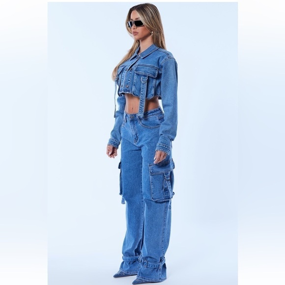 Fashion Nova Denim - Fashion Nova cargo wide leg jeans size 9